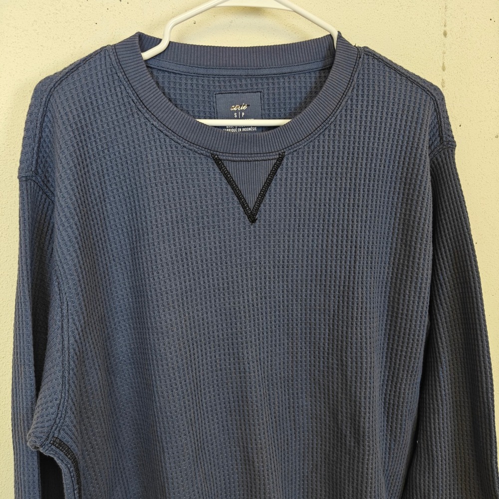 Aerie Waffle Knit Crewneck Pullover Sweater Women's Small Slate Oversized Chunky - Picture 3 of 7